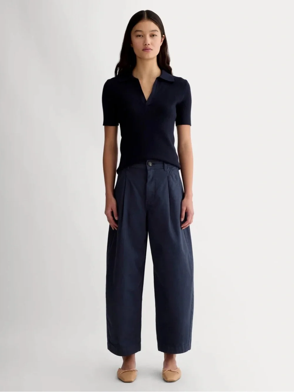 Everlane The Everywhere Pant Navy Size 6 NWT Organic Cotton Linen Barrel Leg